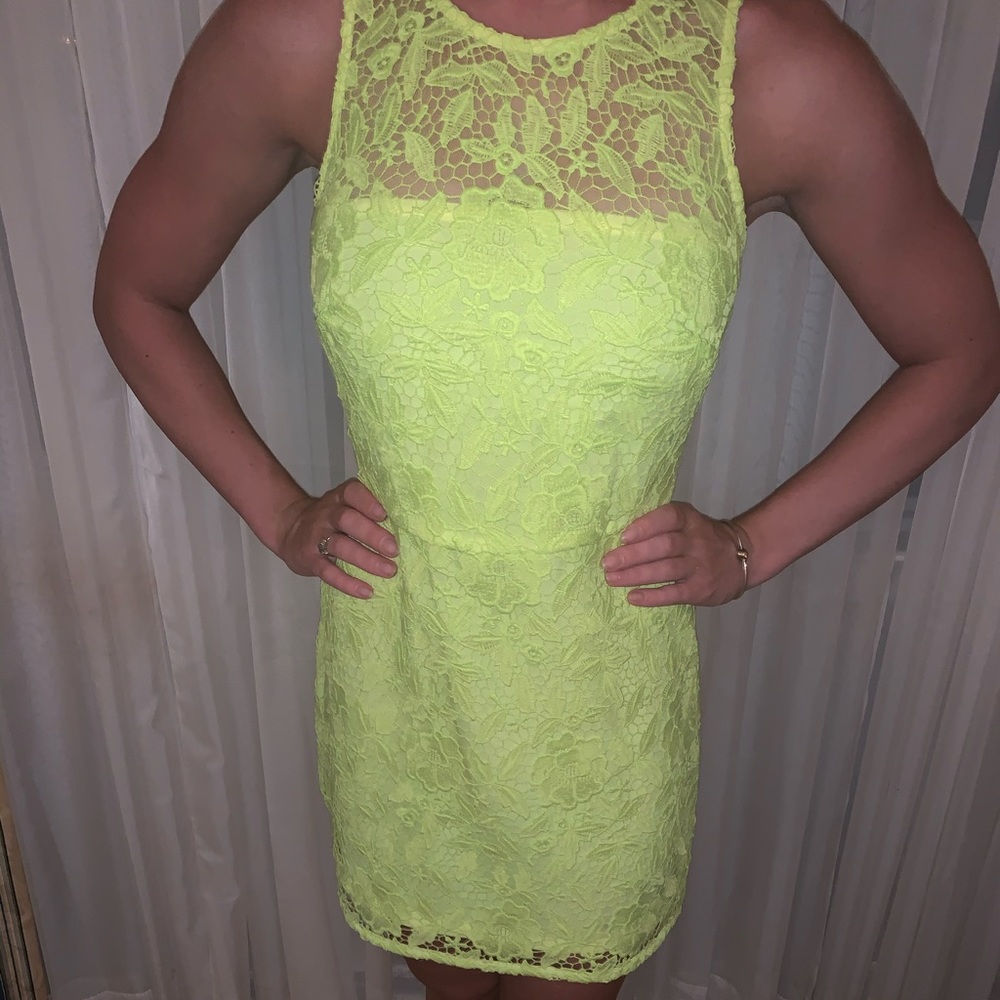 J. Crew BRIGHT Neon Lace Dress Size XXS